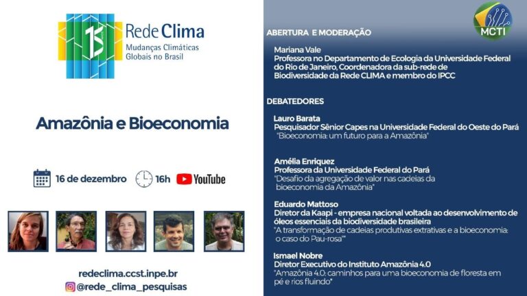 Webinário Rede Clima – Amazônia e Bioeconomia